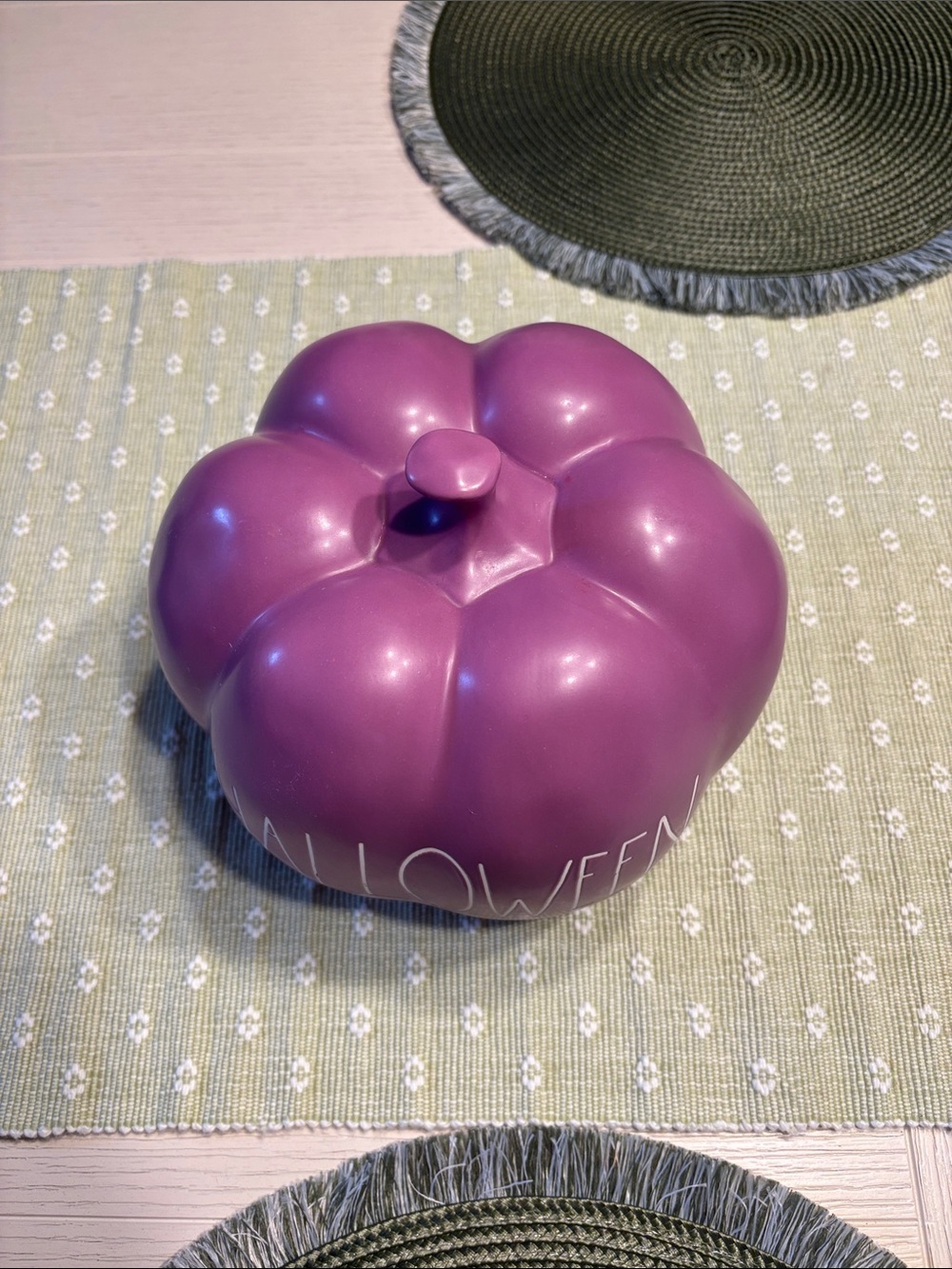 Rae Dunn Purple Ceramic Halloween Pumpkin - Picture 2 of 3